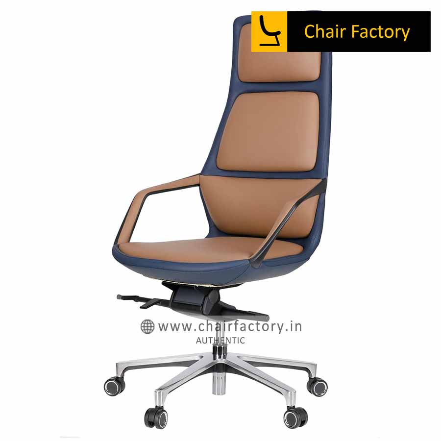 Valois High Back 100% Genuine Leather Brown Chair 